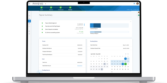 Image shows the Payment Evolution payroll interface