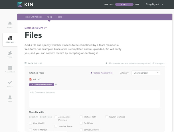 Kin Overview: Files | People by Wagepoint Software for Small Business